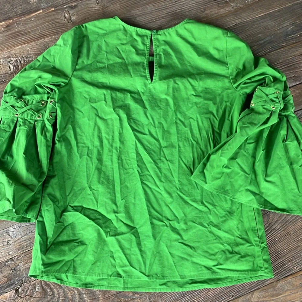 Michael Kors green cotton bell sleeved blouse EUC Size XS - Picture 8 of 10